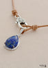 Boho Necklace,Lapis Lazuli Pendant Leather